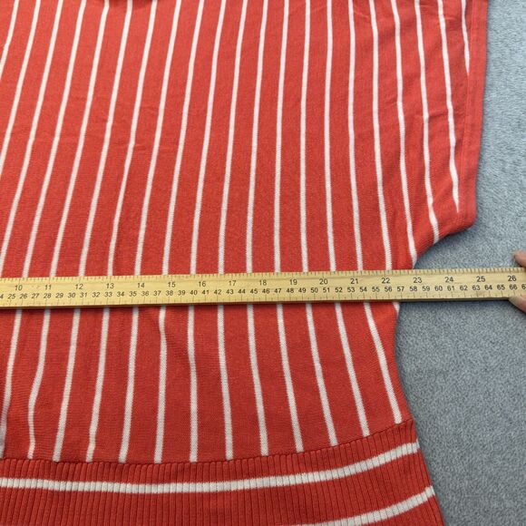 Notations Sweater Women's 2X Pink Orange Striped Knit Bat Wing Sleeve Stretch - Picture 8 of 10